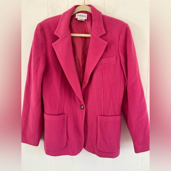 Chadwicks Vibrant Pink Women's Wool Cashmere Blend Blazer Size 12 - Picture 5 of 13